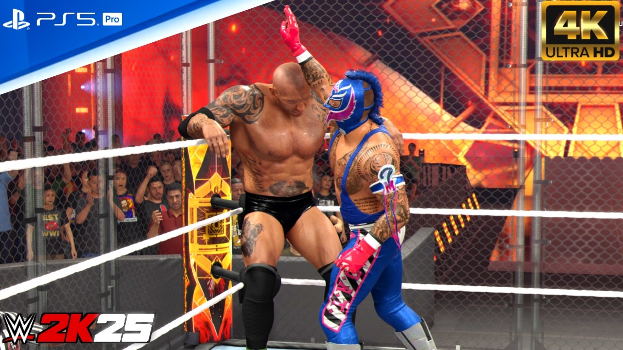 WWE 2K25 - Rey Mysterio Vs Batista | Steel Cage Match: Hell In a Cell [PS5 Pro 4K60]