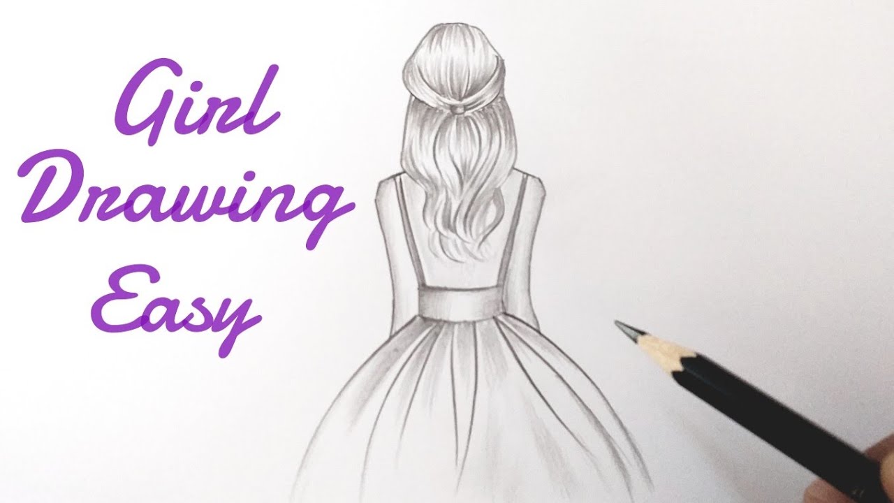 How to draw a girl easy back side view Drawing of a girl easy  Pencil sketch of girl tutorial.