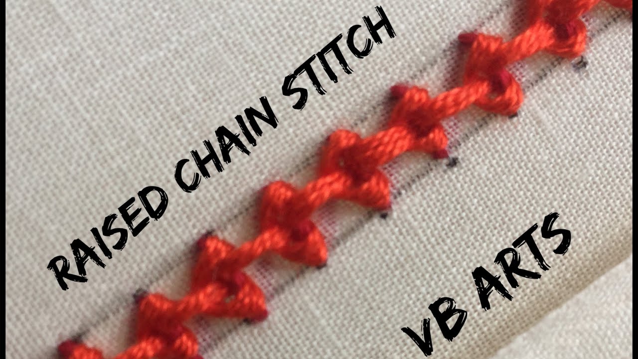Raised chain stitch band | Hand embroidery stitches | Embroidery tutorial | vb arts