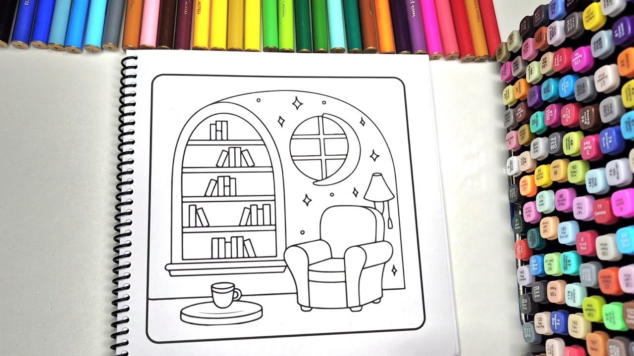 So Relaxing! Coloring a Cute Fantasy Room at Night 🌙✨ | Cozy ASMR