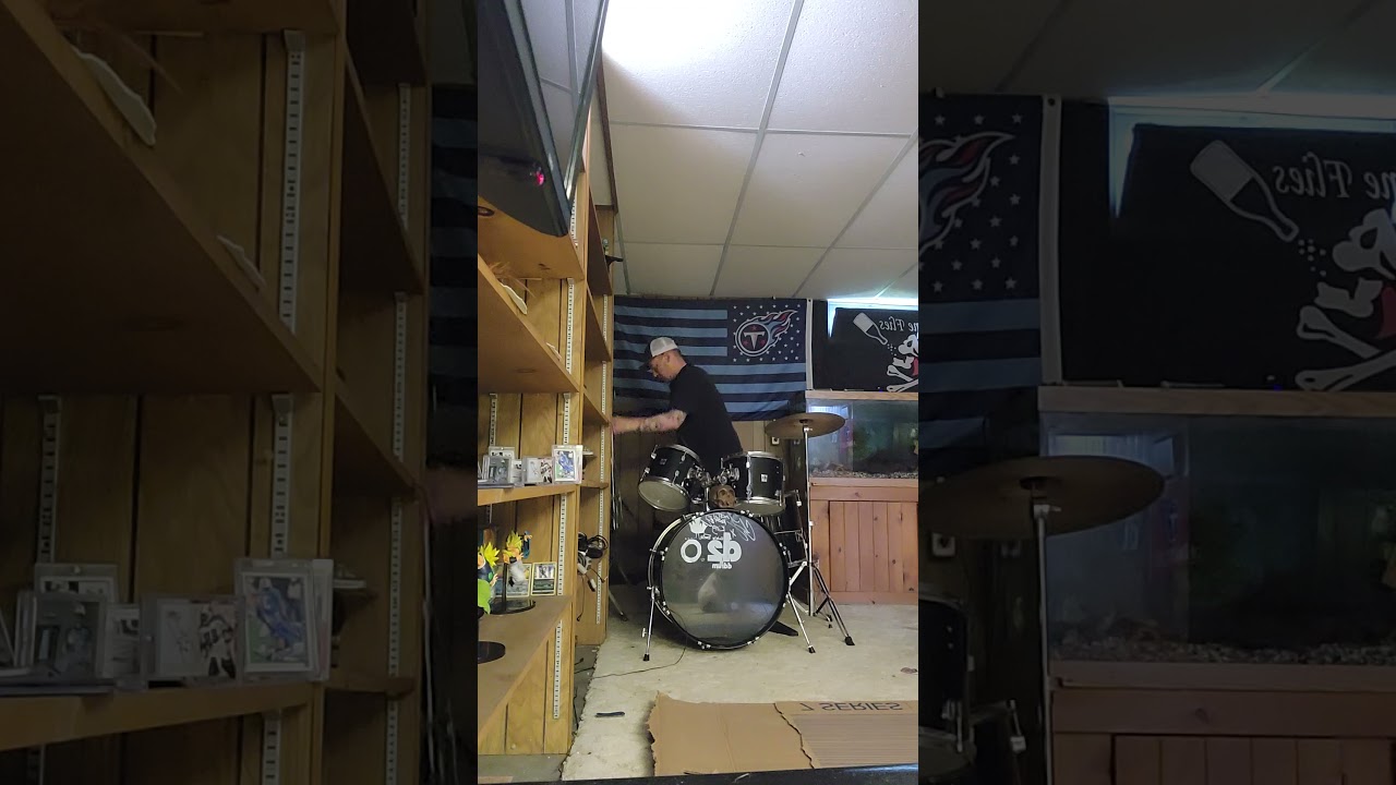 when a bassist buys a 200 dollar drum set and is trying to finess his drum player to quit his job!!