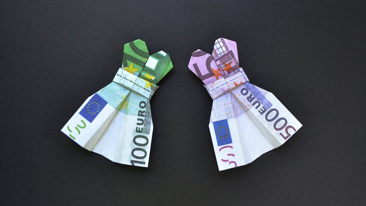 Origami KLEID Geldgeschenk GELD FALTEN | Geschenk für Frauen | Money DRESS |Tutorial by Euro Origami