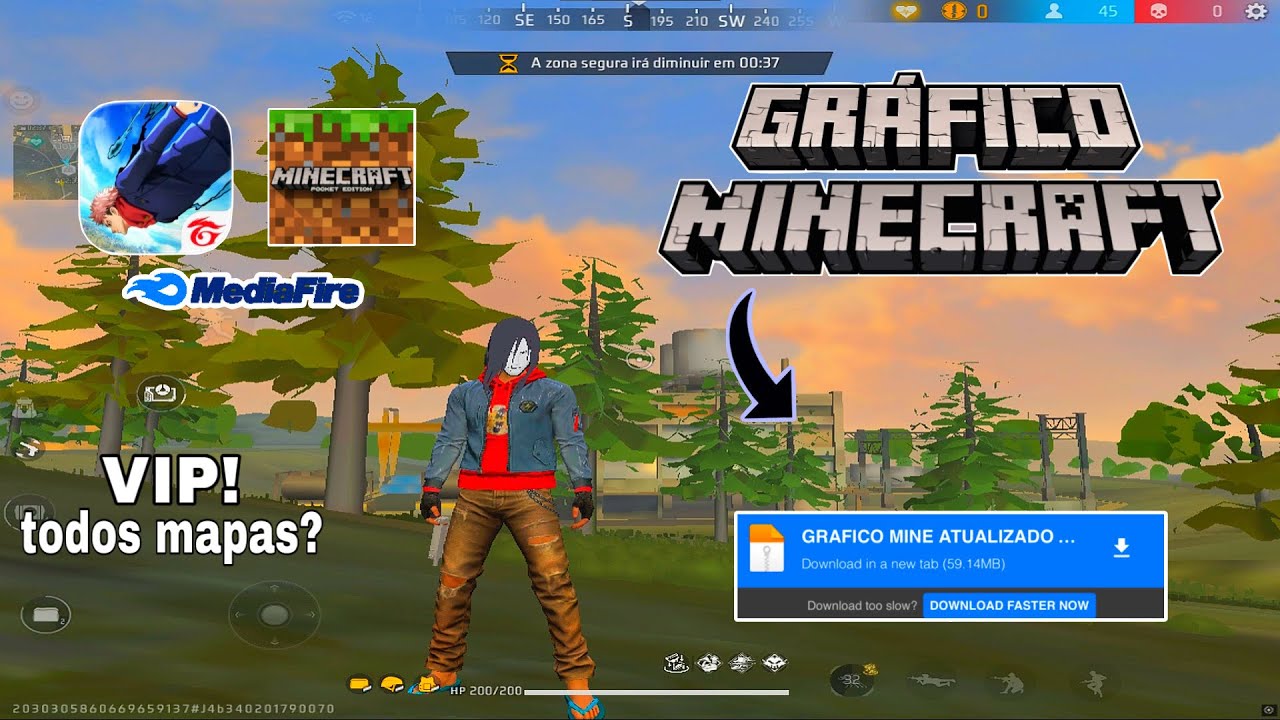 COMO COLOCAR GRÁFICO DE MINECRAFT NO FREE FIRE ATUALIZADO   ANDROID  E PC  - GRÁFICO BATATA 100fps ✅