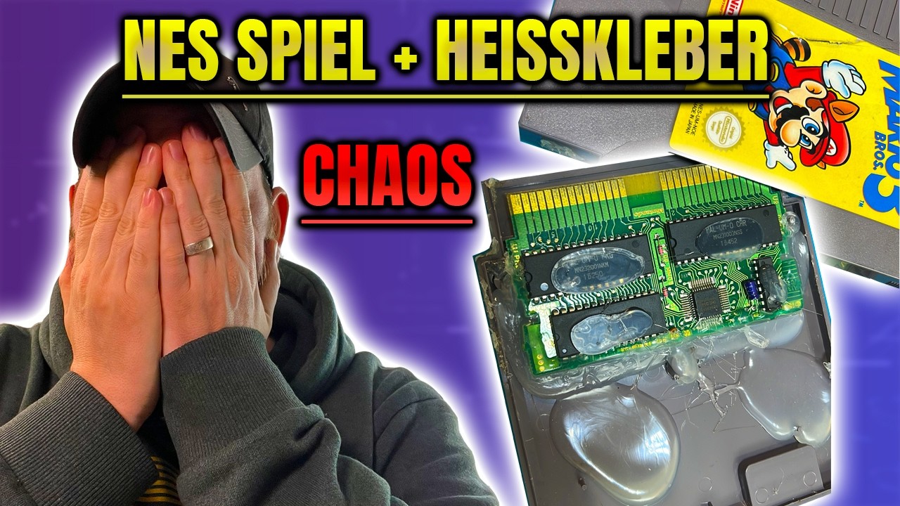 Diese NES-Cartridge war KOMPLETT mit Heißkleber geflutet… #nes #mario