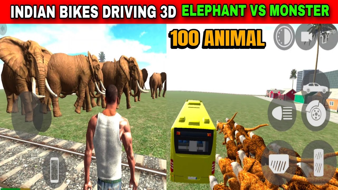 Elephant Vs Monster 100 Animal | Funny Gameplay Indian Bikes Driving 3d 🤣🤣