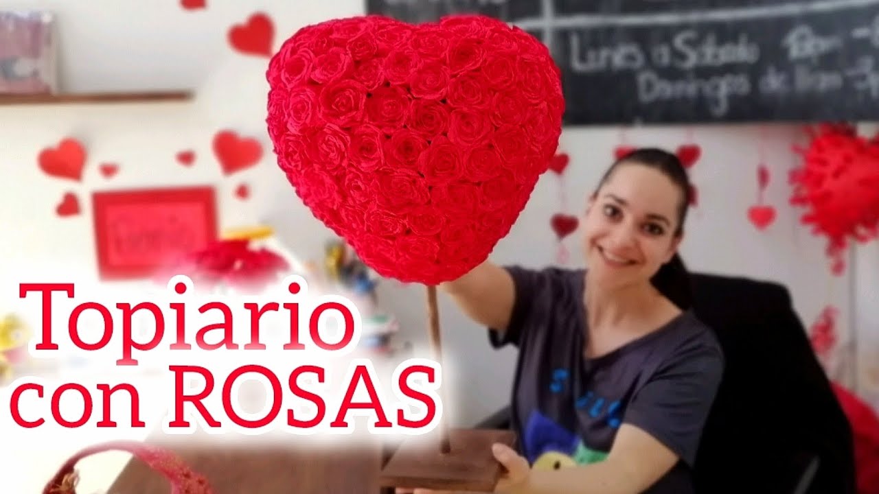 Cómo hacer un TOPIARIO con ROSAS de PAPEL 🌹 | Decoración fácil para San Valentín ❤️ DIY 