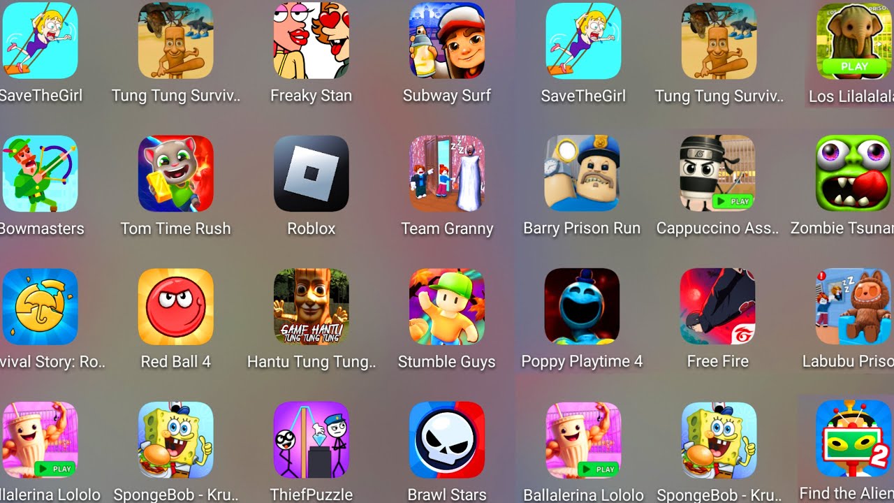 Roblox,Stumble Guys,Evil Cappuccino Assassino,Poppy Playtime 4,Labubu's Prison Run,Ballerina LoLoLo
