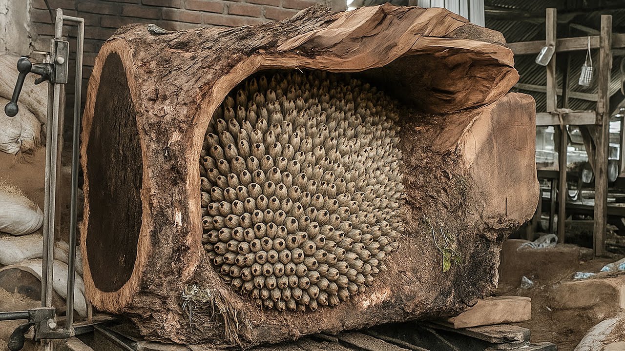 Strange Find in Trembesi Wood ‼ Hidden Cavity Revealed During Sawing Process