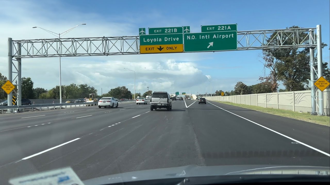 NEW MSY AIRPORT RAMP FLYOVER 6.5 minutes from Bonnabel Blvd to airport exit