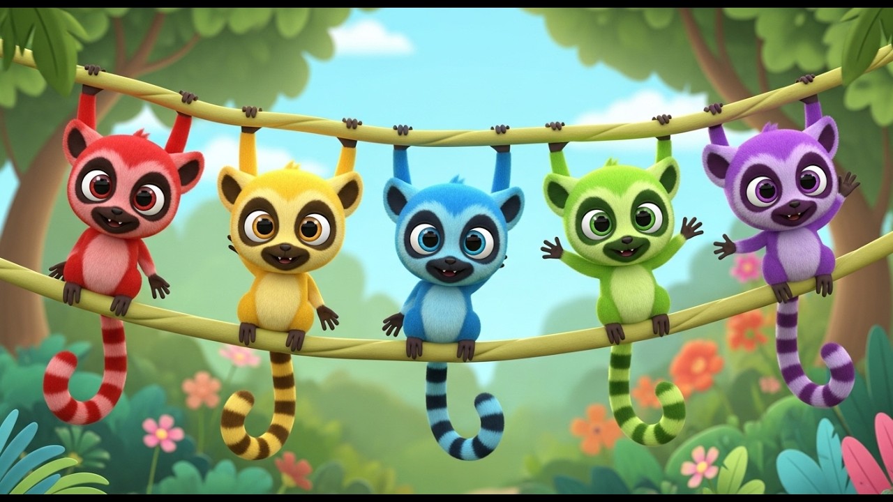 Cinq Petits Lémuriens se Balancent, se Balancent | Chansons de Madagascar & Éveil Corporel