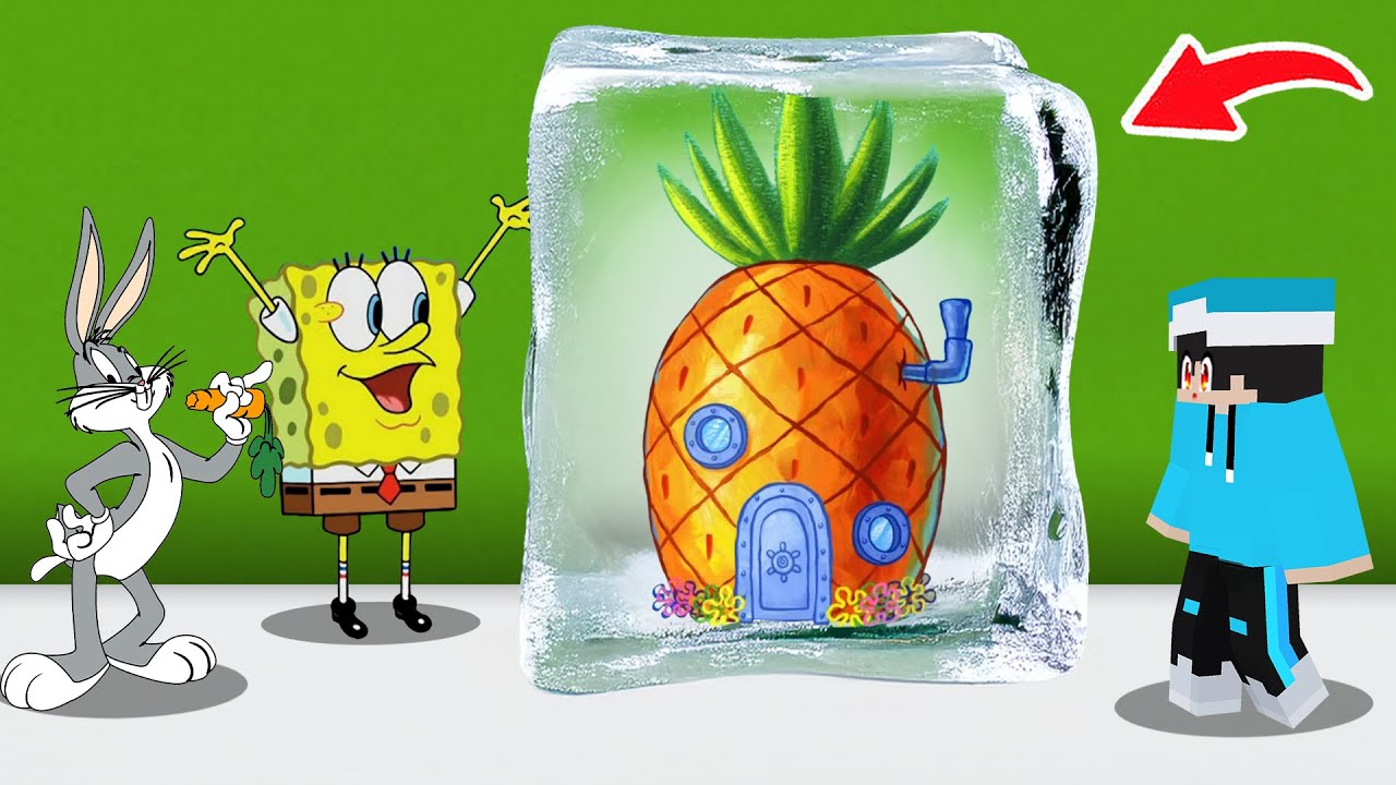 ماين كرافت لكن انا وباغز باني جمدنا بيت سبونج بوب !!؟ ❄️😱