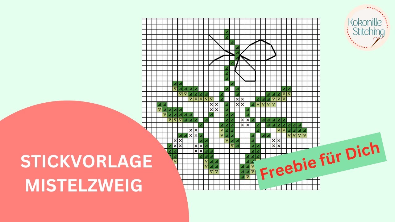 Stickvorlage Mistelzweig / Freebie Kreuzstich Weihnachten