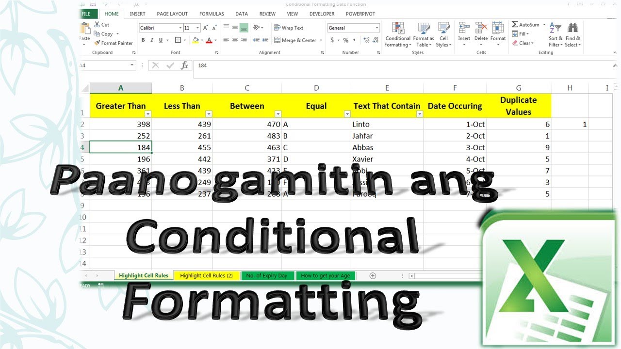 Ms Excel Basic to Advance Part 26.  Paano gamitin ang Conditional Formatting Ribbon in Tagalog