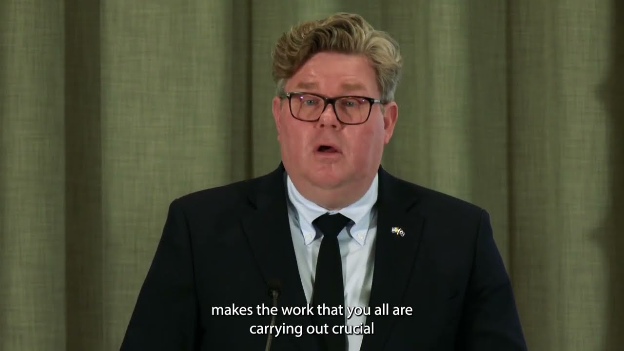 Minister for Justice Gunnar Str&ouml;mmer at the conference to prevent and combat smuggling of firearms