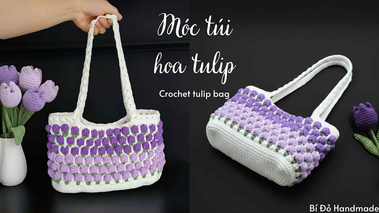 Bài 529: Crochet 🌷Tulip bag | Móc túi hoa Tulip | Bi Do Handmade