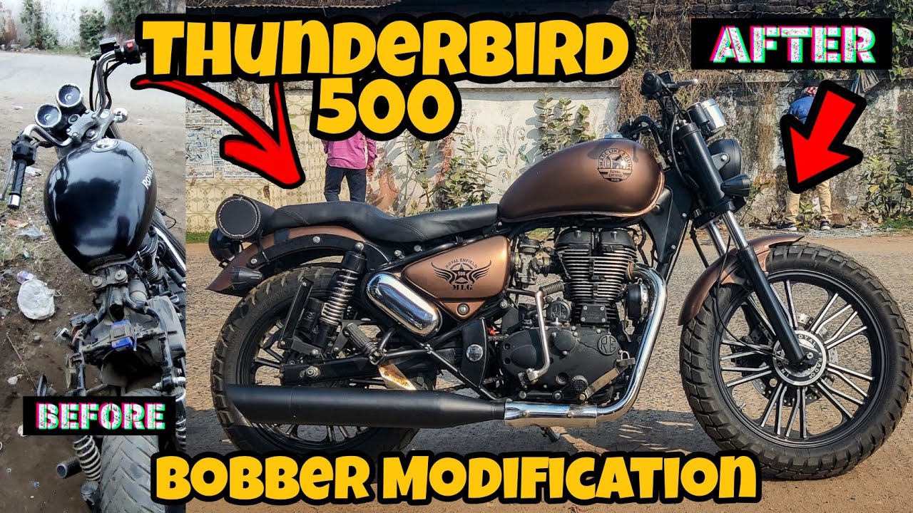 Fully Modified Royal Enfield THUNDERBIRD 500 | Broad Wheels | Custom Suspensions | Bobber Look |#MxK