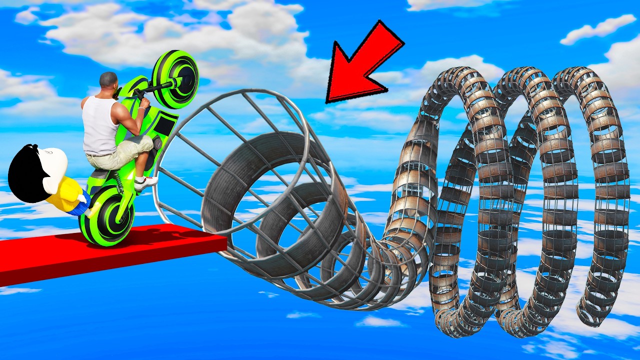 SHINCHAN AND FRANKLIN TRIED THE IMPOSSIBLE SPIRAL LOOP TUBE PARKOUR CHALLENGE GTA 5