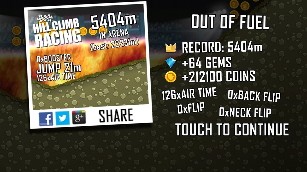 Hill Climb Racing 1.36.0 (60 fps): Kiddie Express + Arena 5404m (full run)