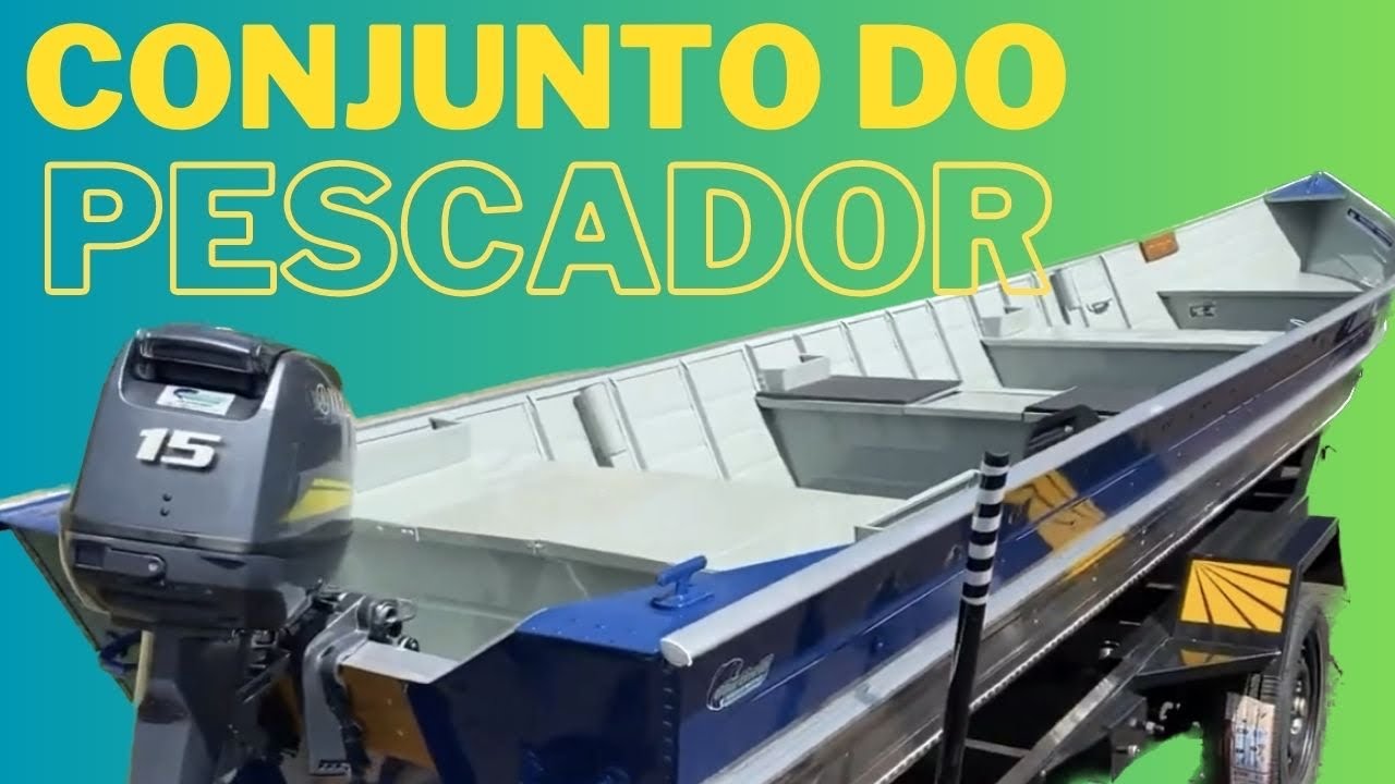 Conjunto Barco Tornado 600 com Motor Yamaha 15 hp e Carreta Rodoviária