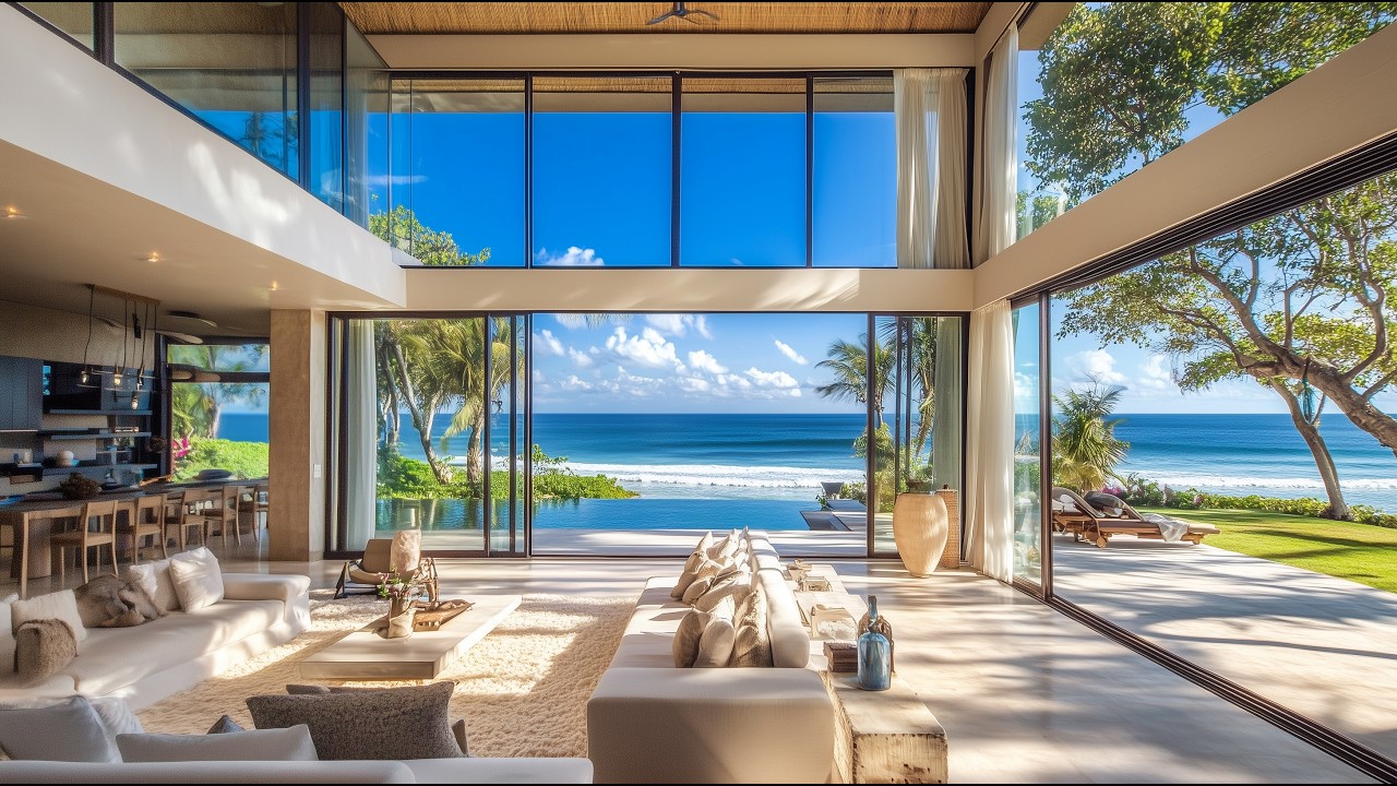 Calm Lounge Jazz for Deep Focus | Luxury Beachfront Villa Ambience