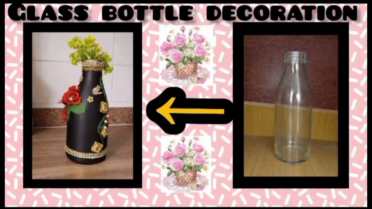 Glass bottle 🍾🍾 (decoration ☺️) home 🏡 decor #home diy #hardwork 🌻🌻🌻🌻🌺❤️❤️💫💫
