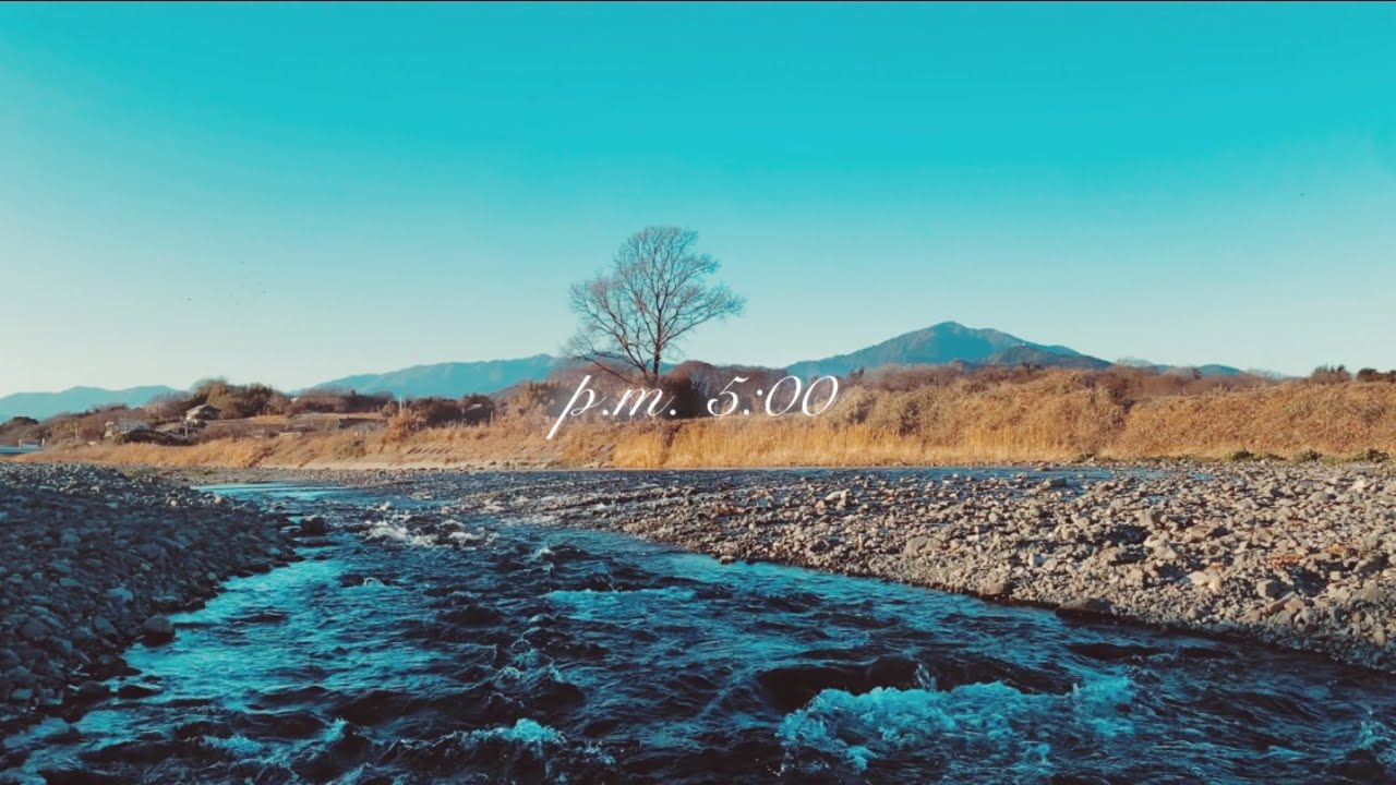 | 4K healing | Sound of Rivers at sunset | nature bgm for relaxing  | 夕日が沈む瞬間と川の音