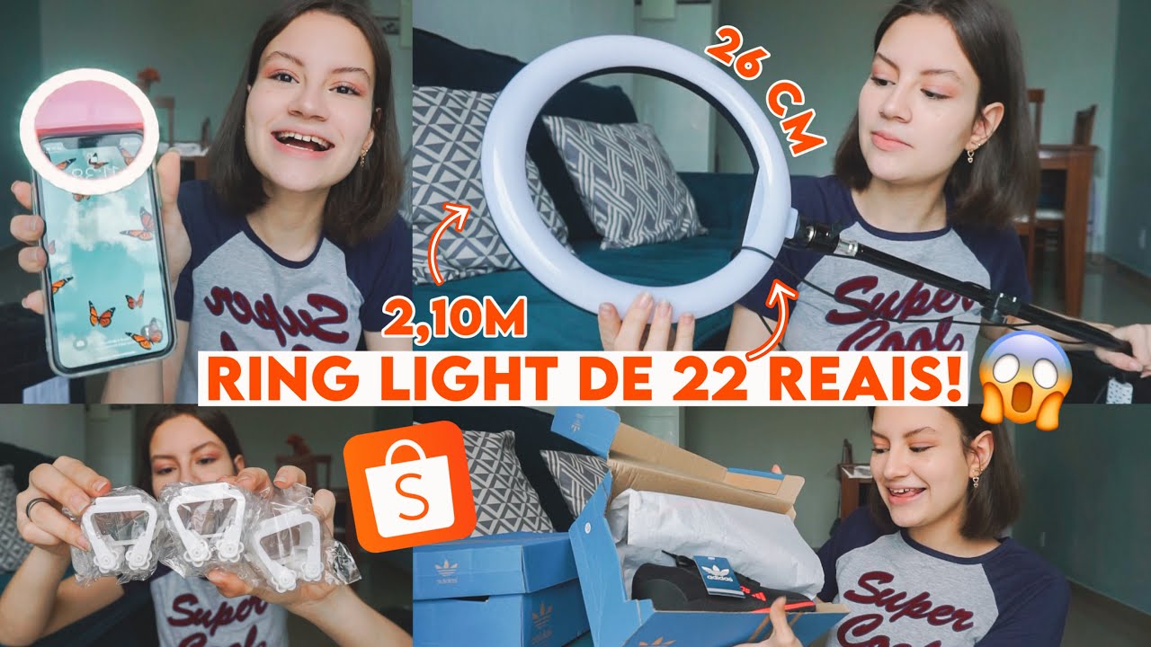 RING LIGHT de 26cm por 22 REAIS na SHOPEE!😱 Abrindo comprinhas e testando! #3