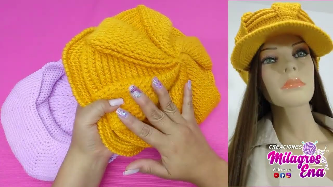 Como tejer y colocar la VISERA tejida a crochet a cualquier modelo de Boinas PASO A PASO