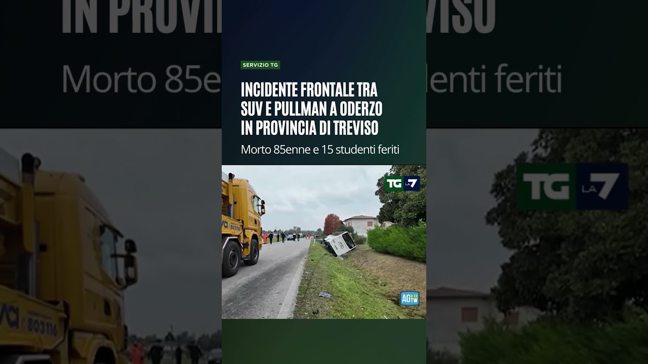 Incidente frontale tra un SUV e un pullman a Oderzo in provincia di Treviso