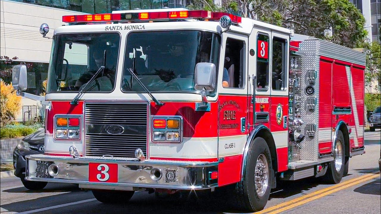 Santa Monica Fire Dept. Engine 3 (reserve), Engine 4, & McCormick Ambulance Responding 