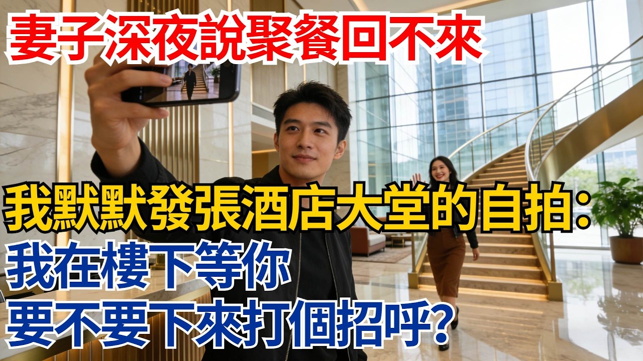 妻子深夜說聚餐回不來，我默默發了張酒店大堂的自拍：我在樓下等你，要不要下來打個招呼？【都市際遇】#都市情感#情感故事#妻子出軌#出軌故事#婚姻背叛#反轉劇情