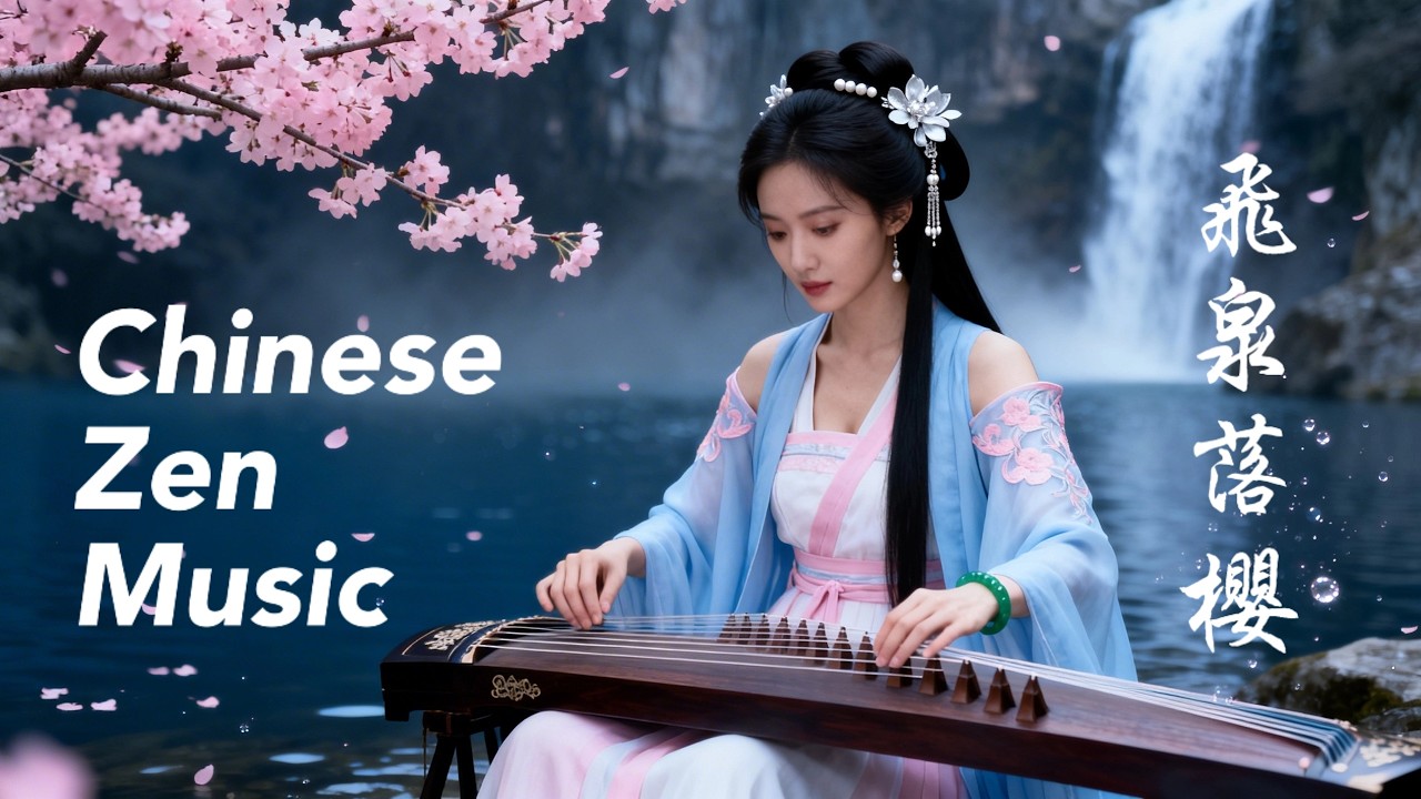 Falling Petals Cascade 🌸 Stress Relief ♫ 飛泉落櫻：古琴舒緩解壓純音