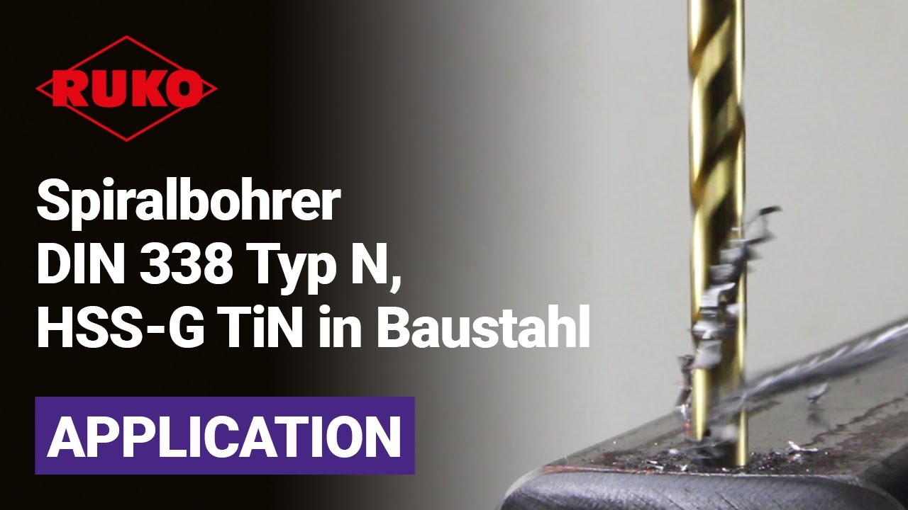 Mit RUKO Spiralbohrer DIN 338 Typ N, HSS-G TiN in Baustahl bohren