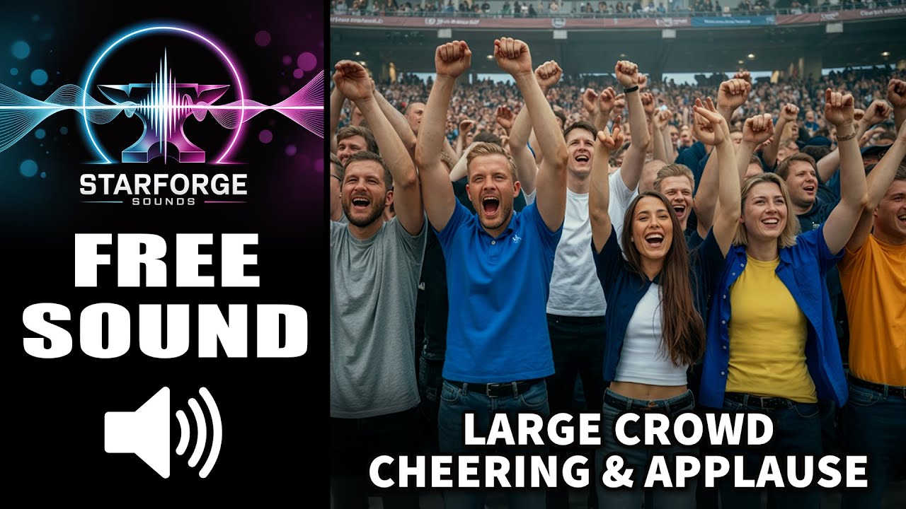 Large Crowd Cheering Sounds FREE 🏟️ Excited Large Crowd Applauses Audio Cinematic Ambience