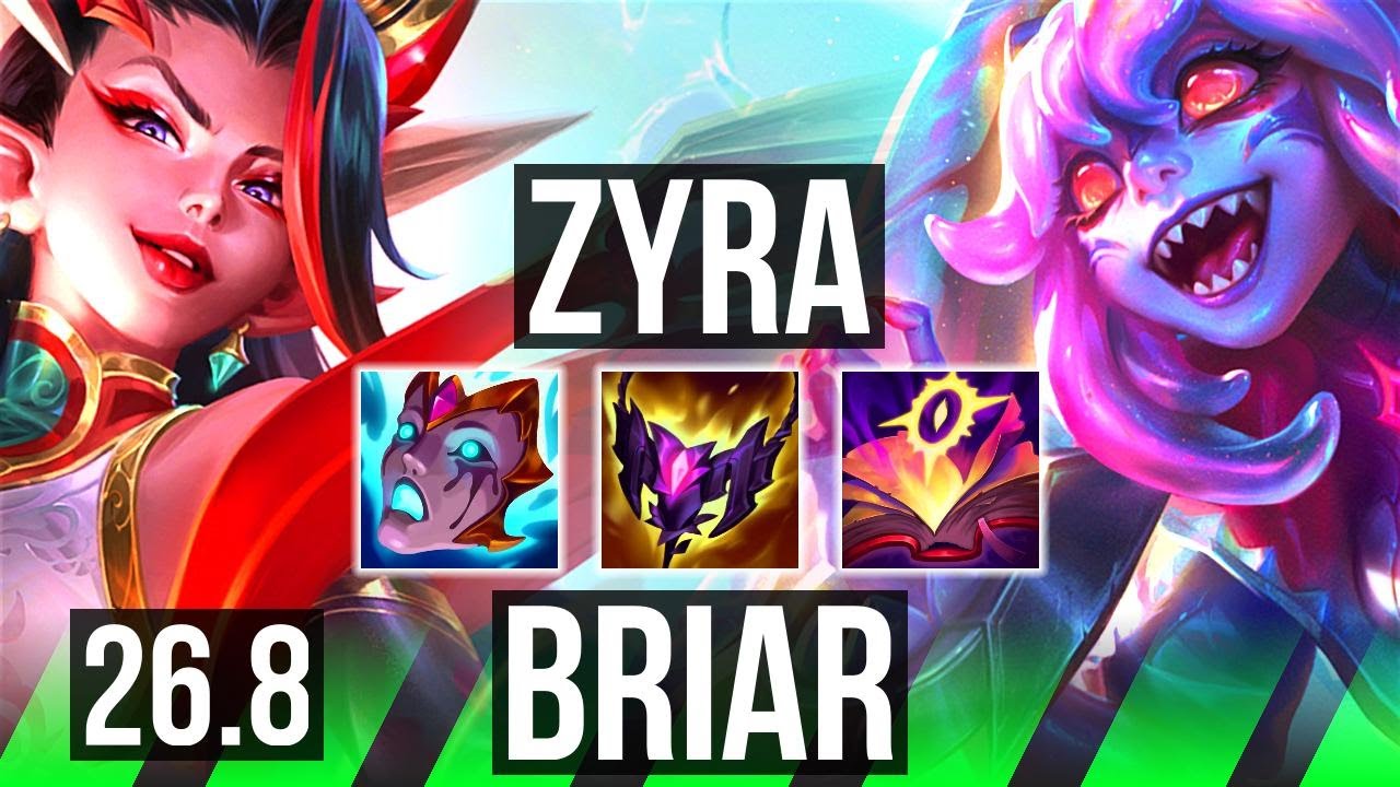 ZYRA vs BRIAR (JGL) | Good KDA: 12/1/12 | KR Master | 26.8