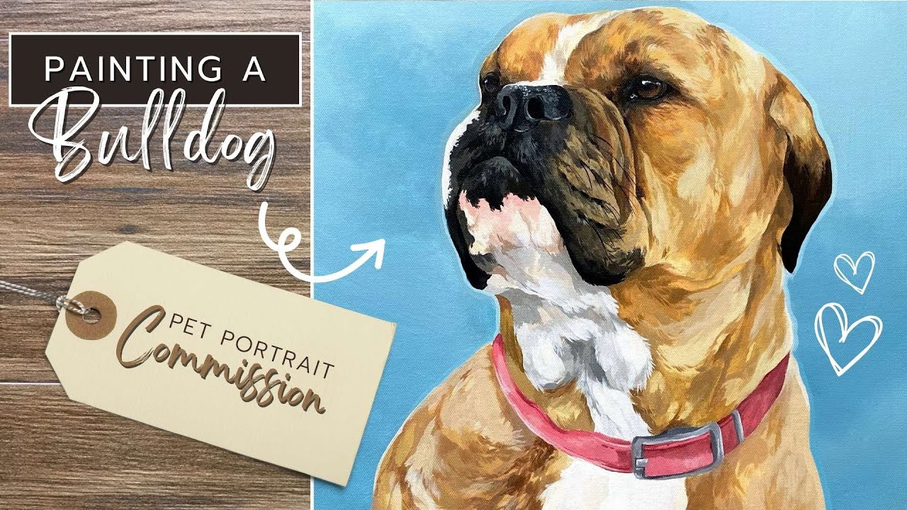 Painting an American Bulldog // Pet Portrait Painting in Acrylic