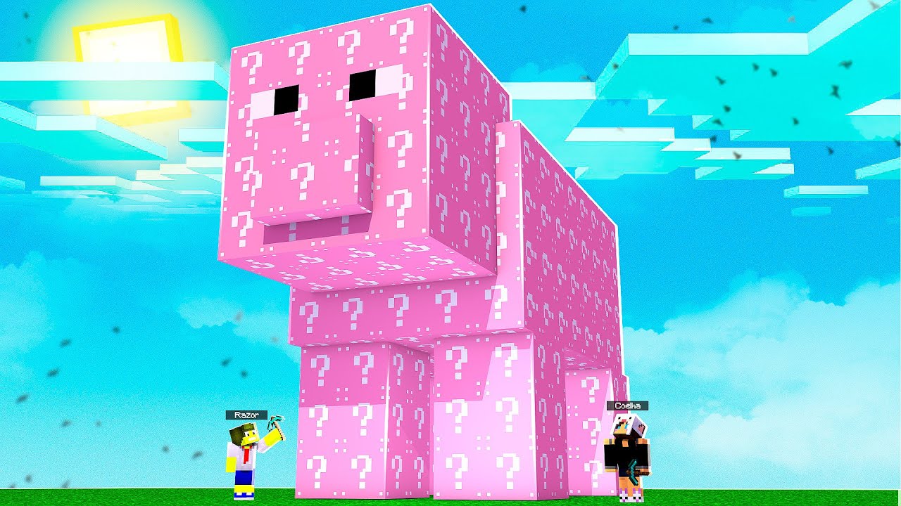 SOBREVIVA AO DESAFIO DO PORCO GIGANTE DE LUCKY BLOCK NO MINECRAFT !