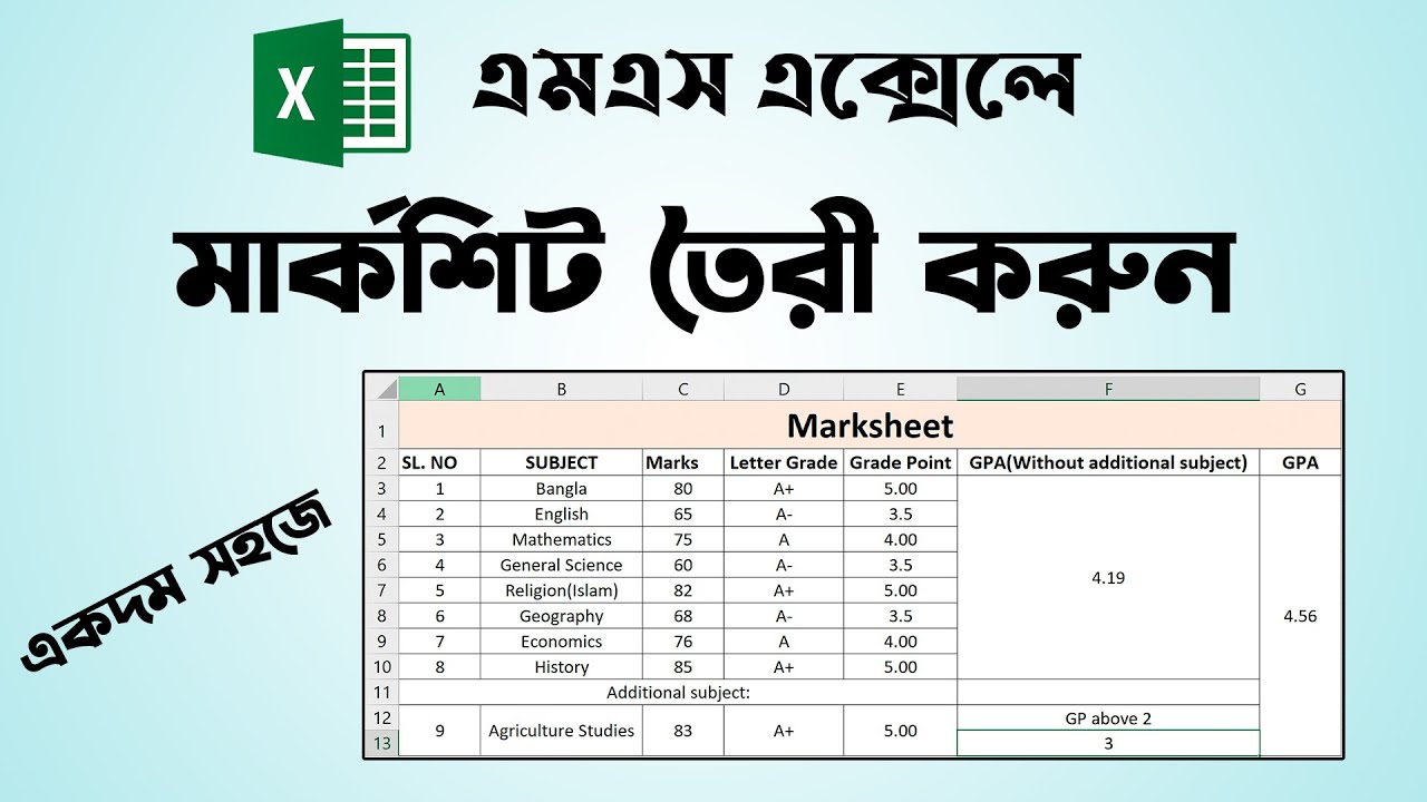 How to make mark sheet in Microsoft Excel | Make result sheet in MS Excel