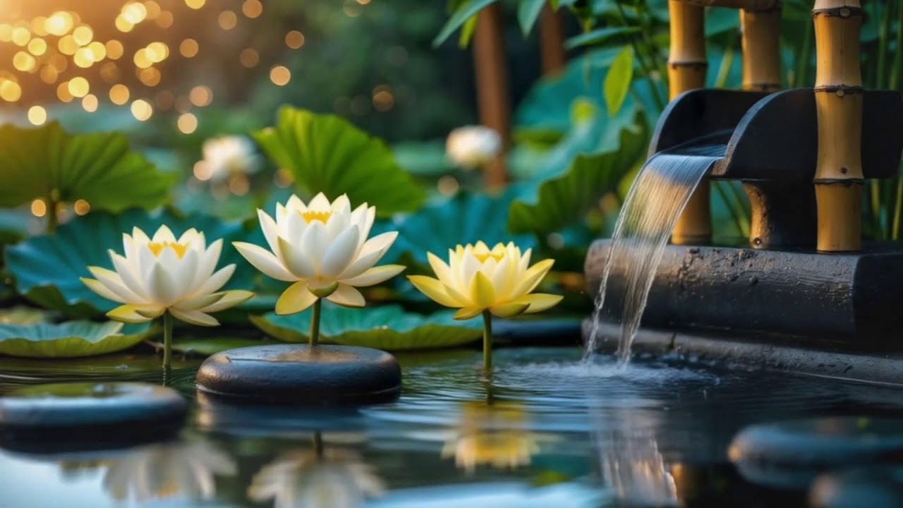 Relaxing Deep Sleep Music Soft Piano & Bamboo Water Sounds for Calm Mind & Anxiety Relief