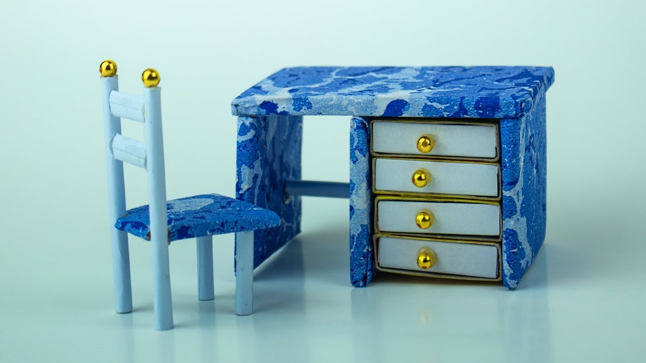 DIY Mini Study Table from Matchbox | How to Make Miniature Chair & Table from Matchbox