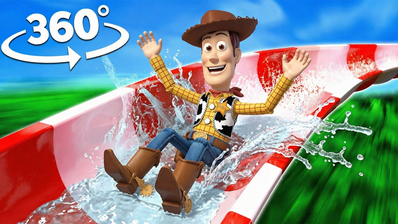 360&deg; TOY STORY 5 Woody - WATER SLIDE IN VR | 4K