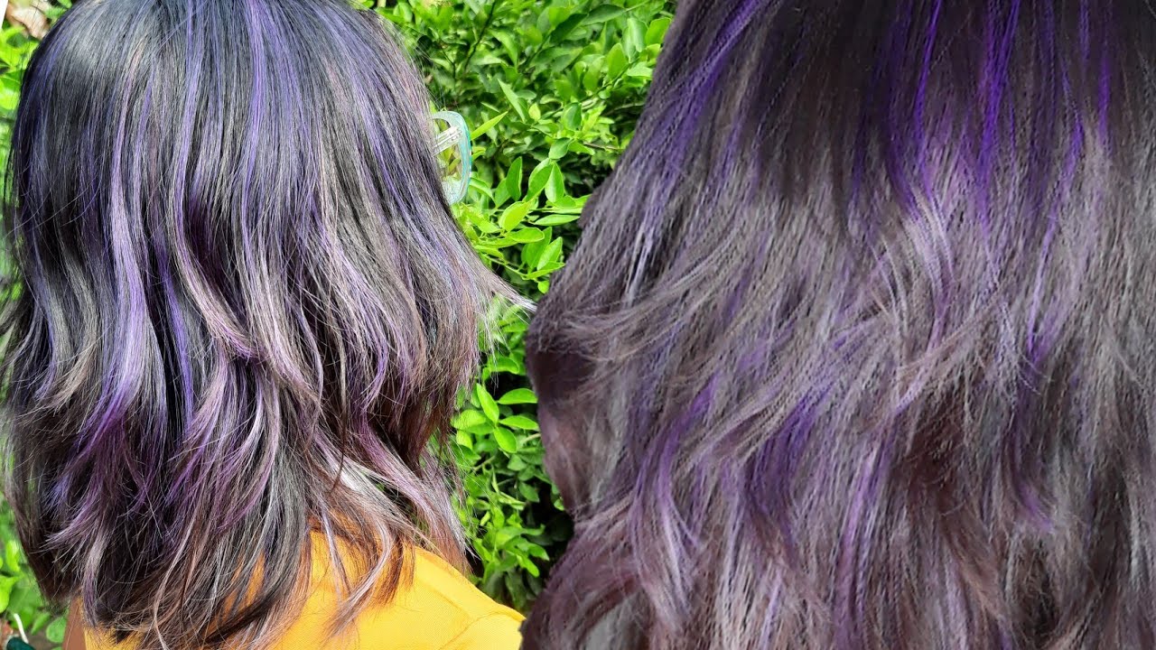 Morena iluminada o mechas violetas paso a paso