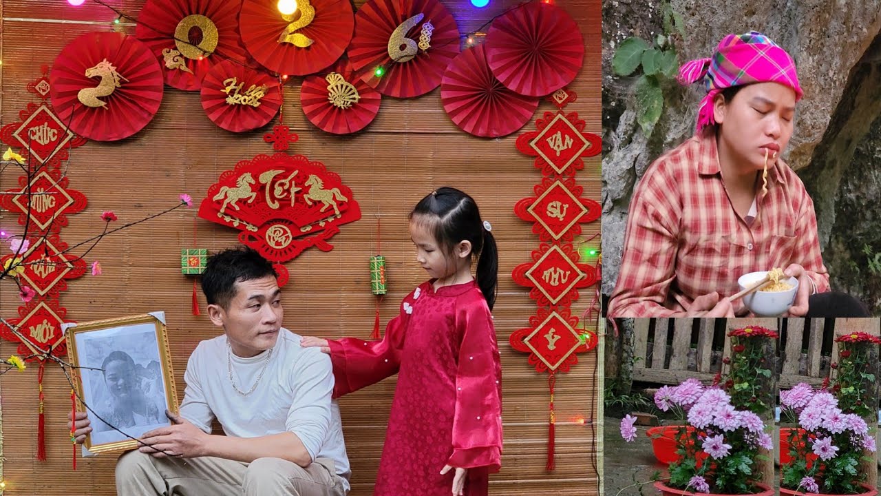 The year-end market and home decorations for the Lunar New Year by a widowed man