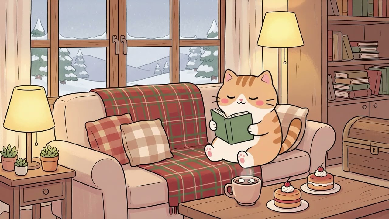 Pusheen Cat's Pink Study Nook 🎀 Cozy Lofi Study Music 📚 Chill Lofi for Moonlit Nights