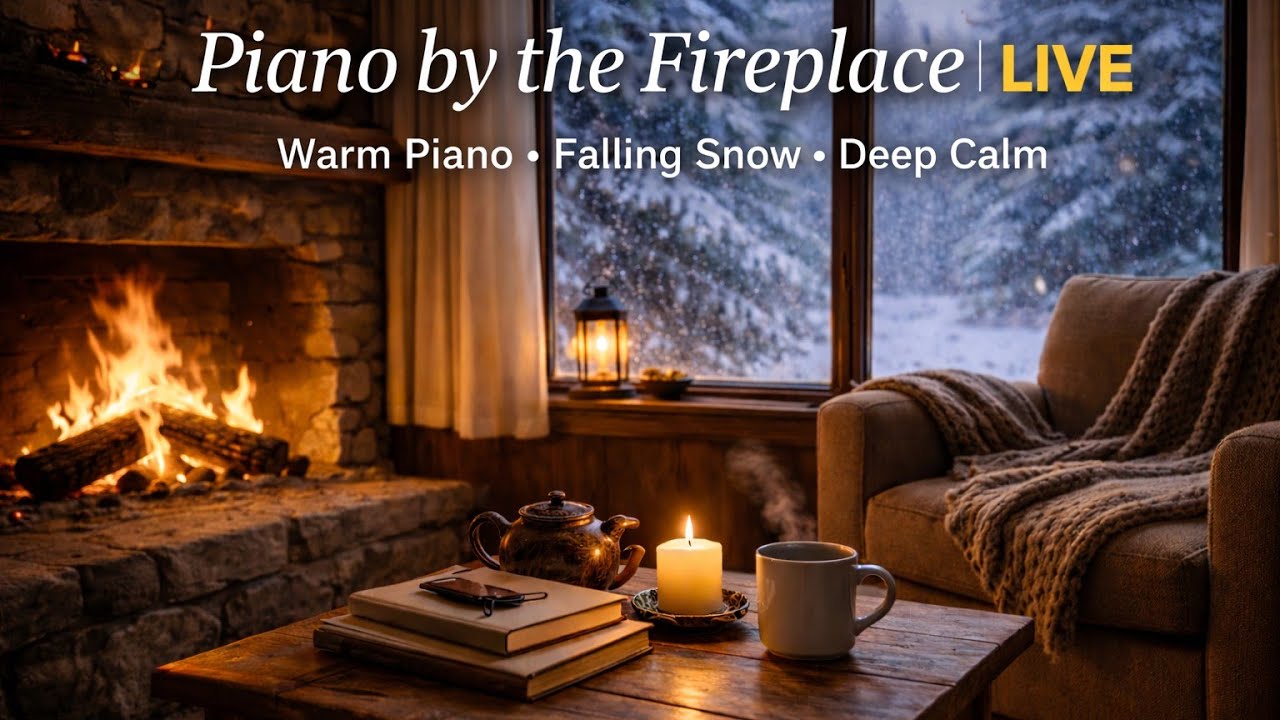 🔴 24/7 Live Piano by the Fireplace 🎹 | Cozy Winter Ambience