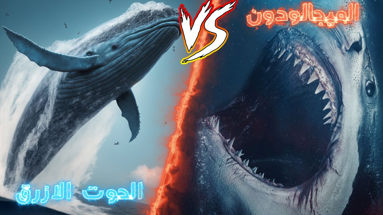 الميجالودون اقوي قرش في التاريخ  ضد الحوت الازرق  اكبر مخلوق علي الكوكب  , من سيفوز ؟