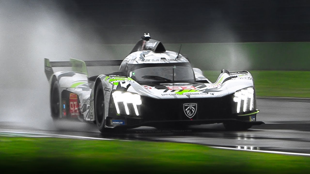 Peugeot 9X8 EVO Le Mans Hypercar Pre-WEC 6 Hours of Imola 2025 Test on wet!