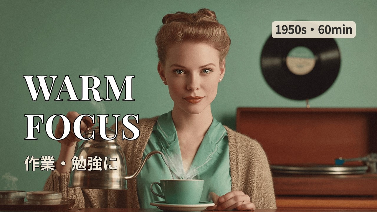 VINYL Café Jazz – Warm Vintage Focus | 60min • for Work & Study (1950s)｜温かい質感（60分）