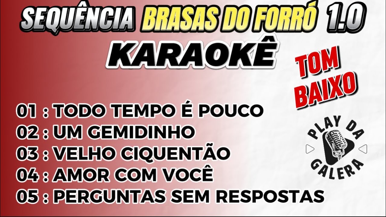 KARAOKÊ SEQUÊNCIA BRASSAS DO FORR 1.0              5 playbacks com letra , tom baixo