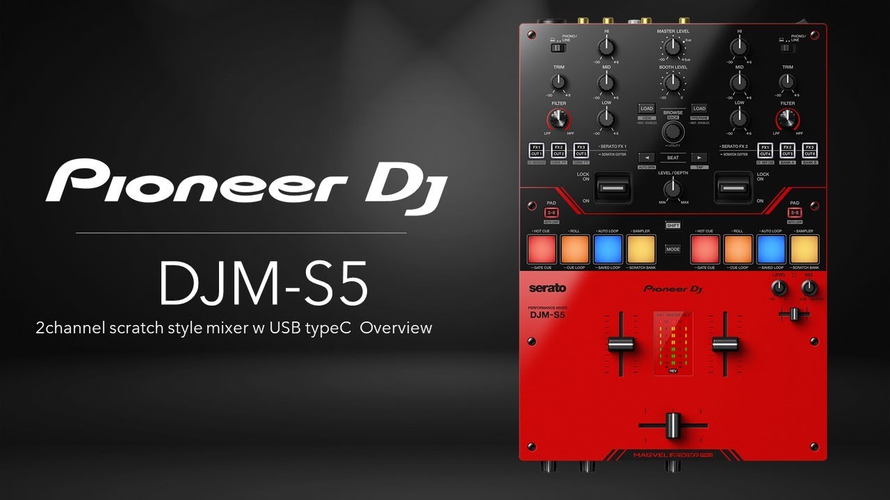 DJMS5 2channel scratch style mixer w USB typeC Overview
